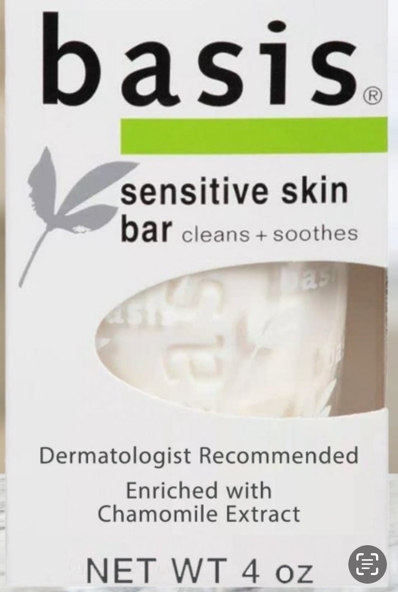 Basis -"Sensitive Skin Bar /w Chamomile extract/4oz
