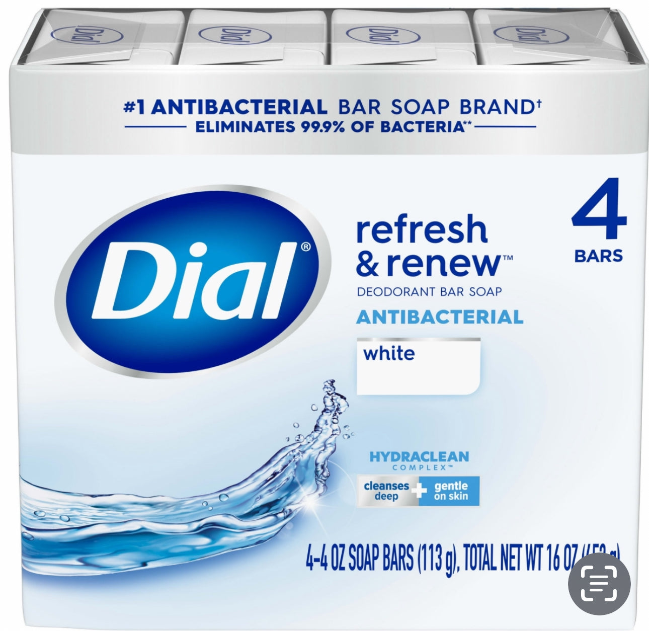 Dial Antibacterial Bar Soap "Refresh & Renew (4) Ct 16oz