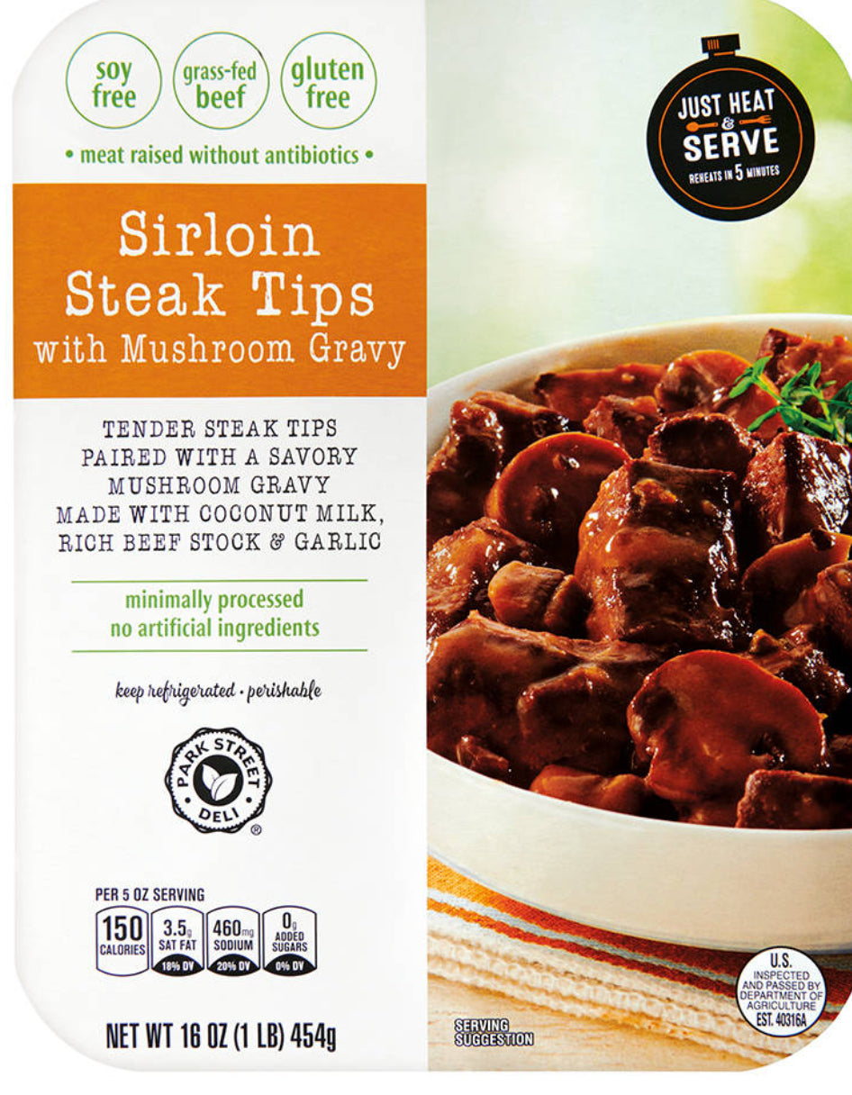 Park Street Deli Sirloin Steak tips w/mushroom gravy