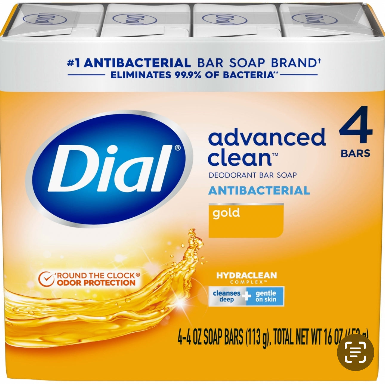 Dial Advanced Clean: Antibacterial "Gold" Bar Soap4ct 160z