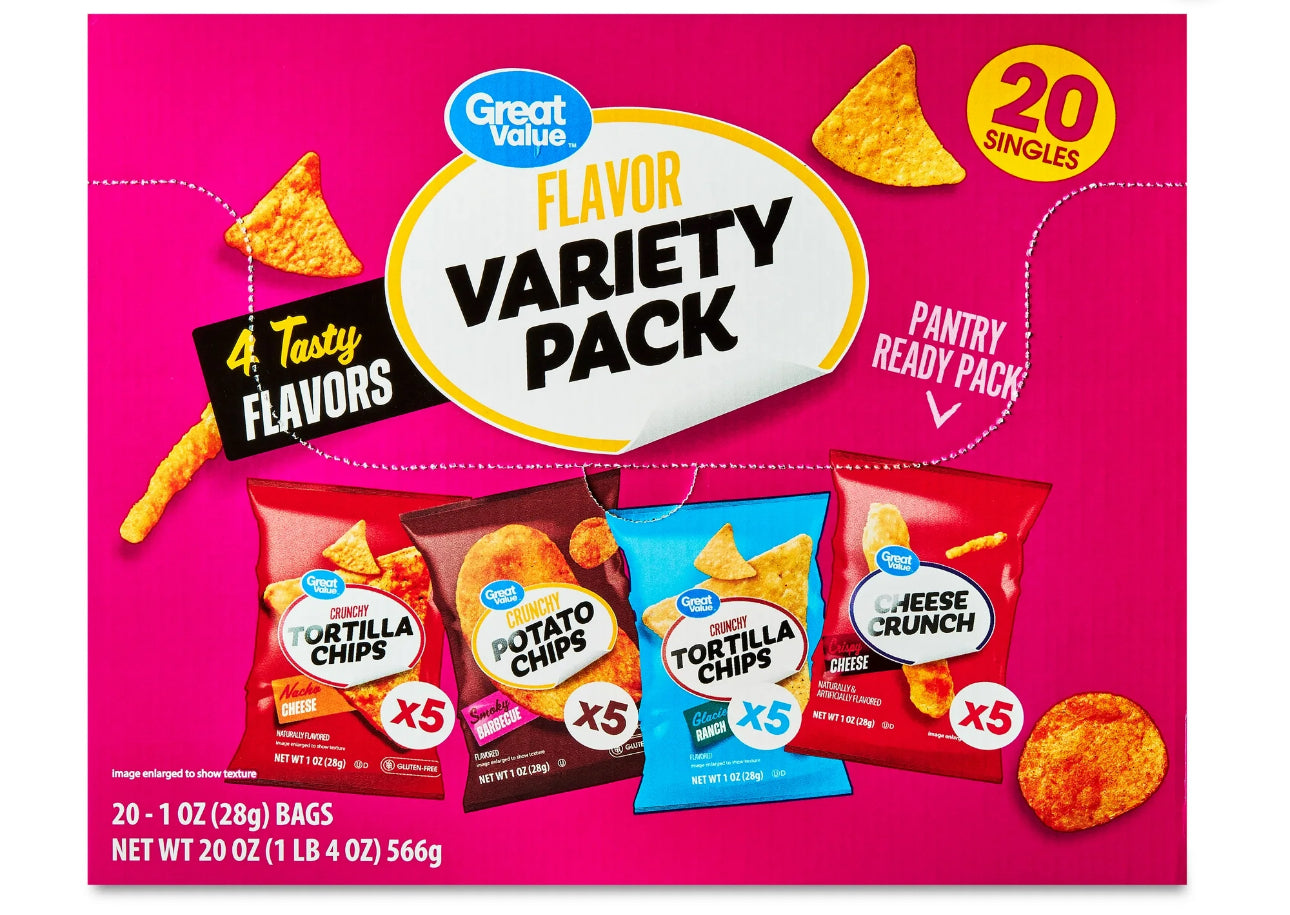 Great Value variety Pack 20ct chips