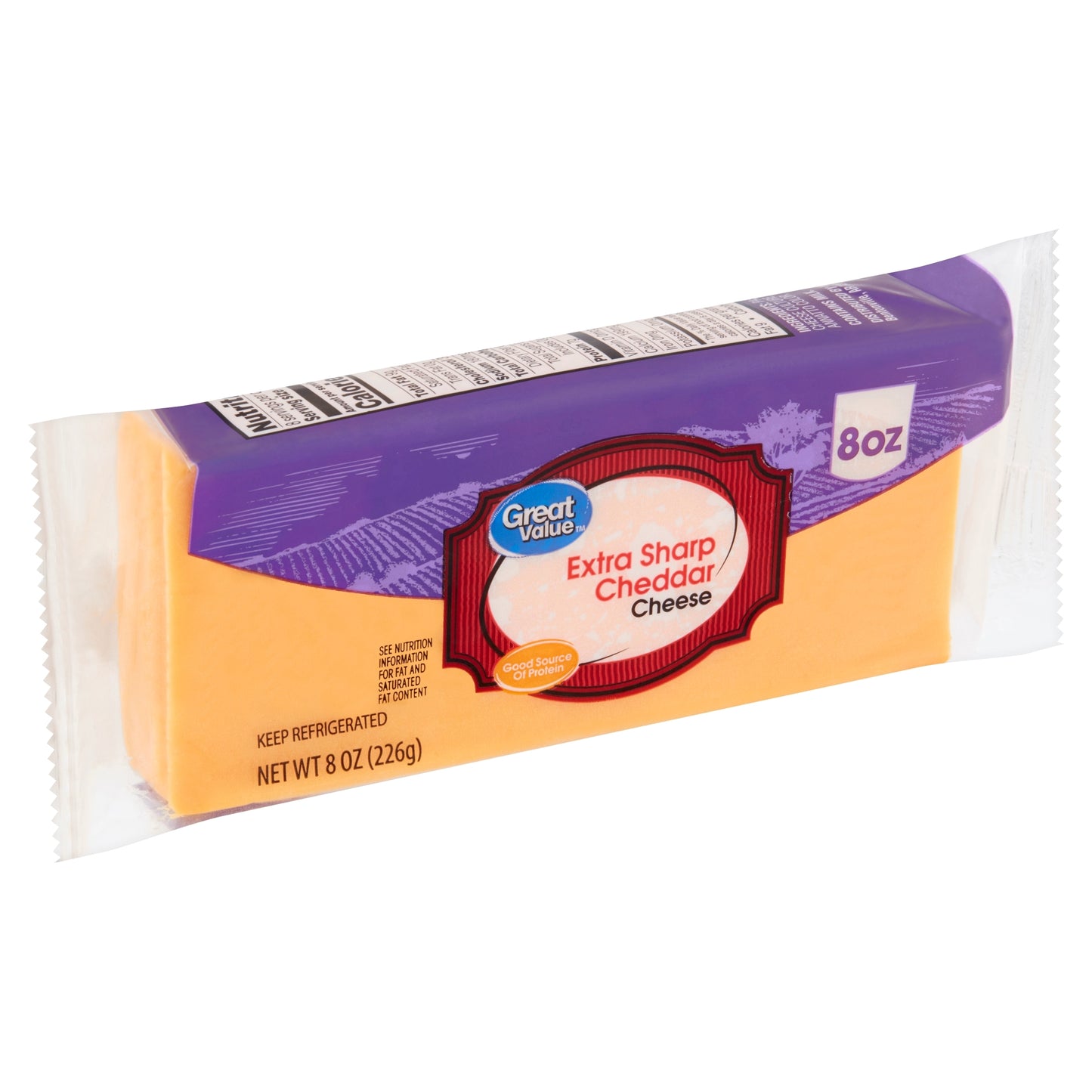 Great Value Extra Sharp cheddar cheese block