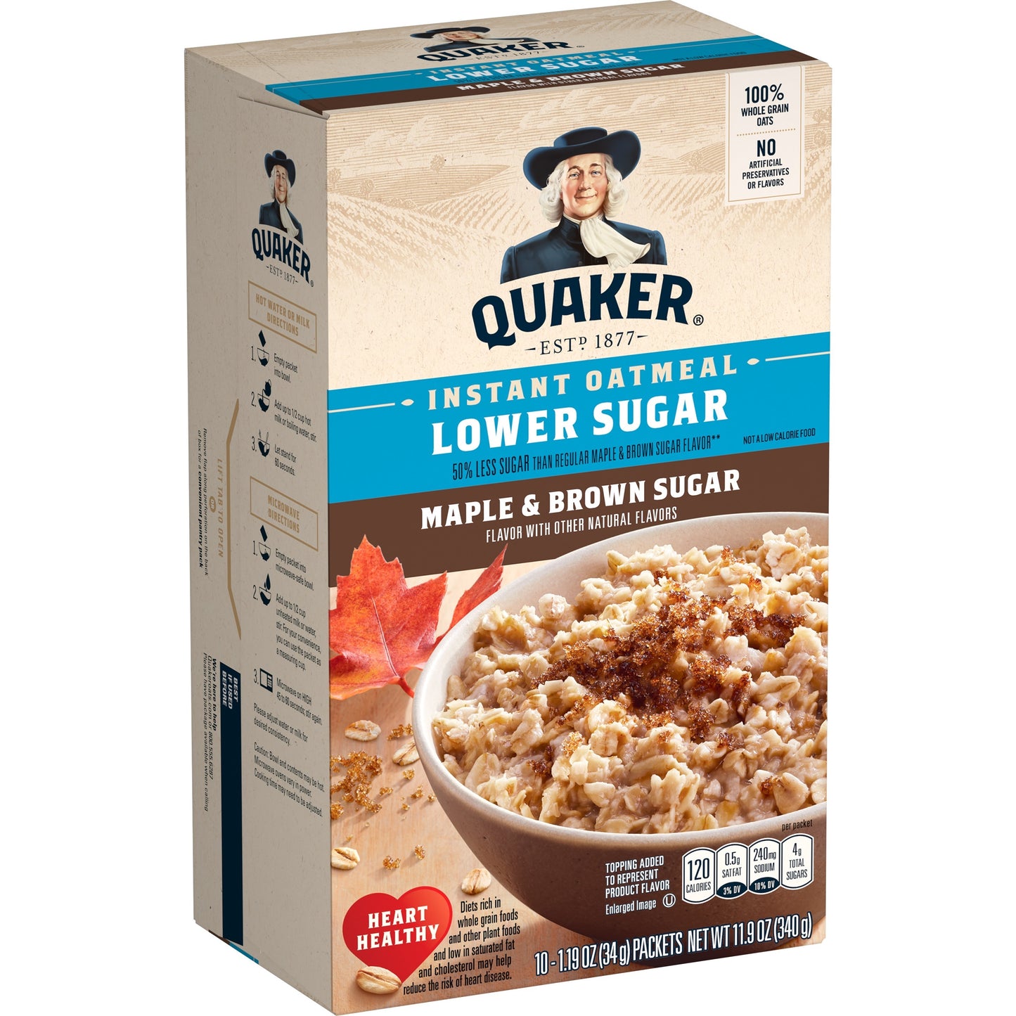 Quaker " Maple & Brown Sugar Low Sugar Oatmeal 8ct. / 9.5oz