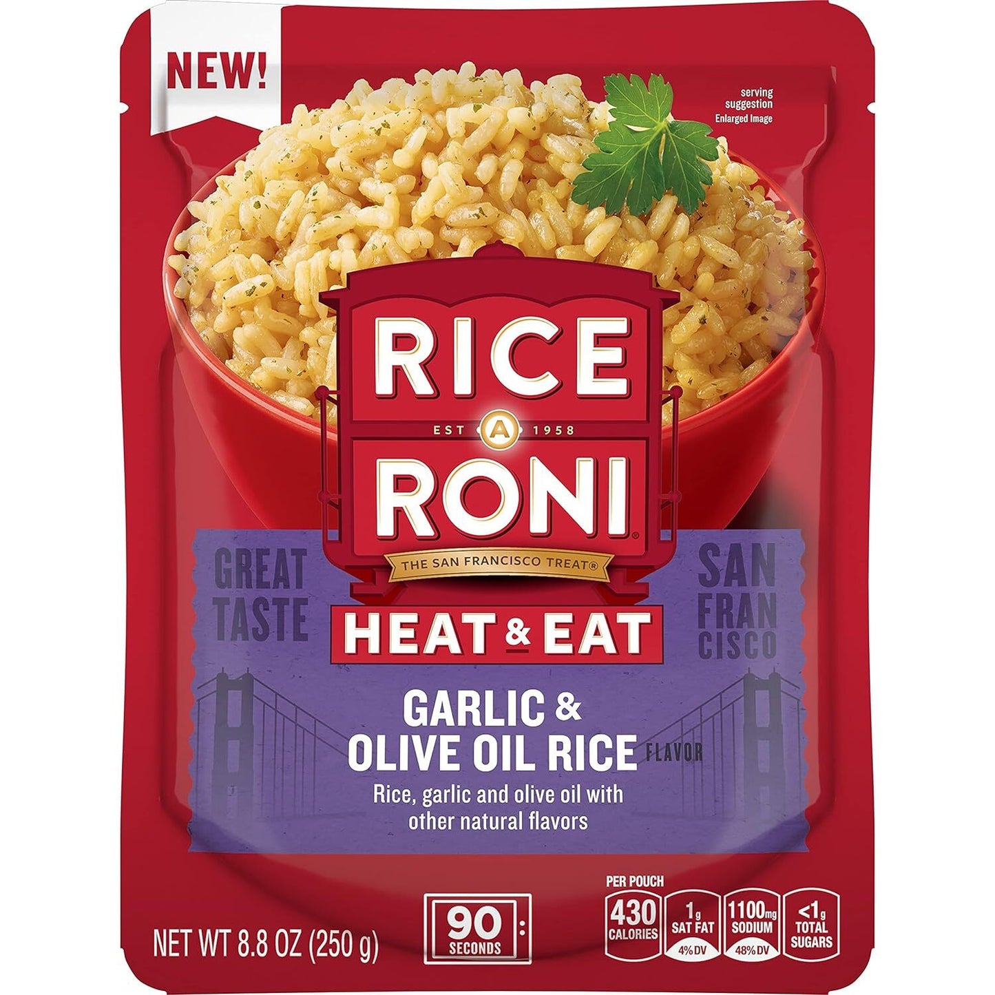 Rice- a- Roni Heat & Eat Microwavable Rice Pouch "Garlic & Olive Oil"