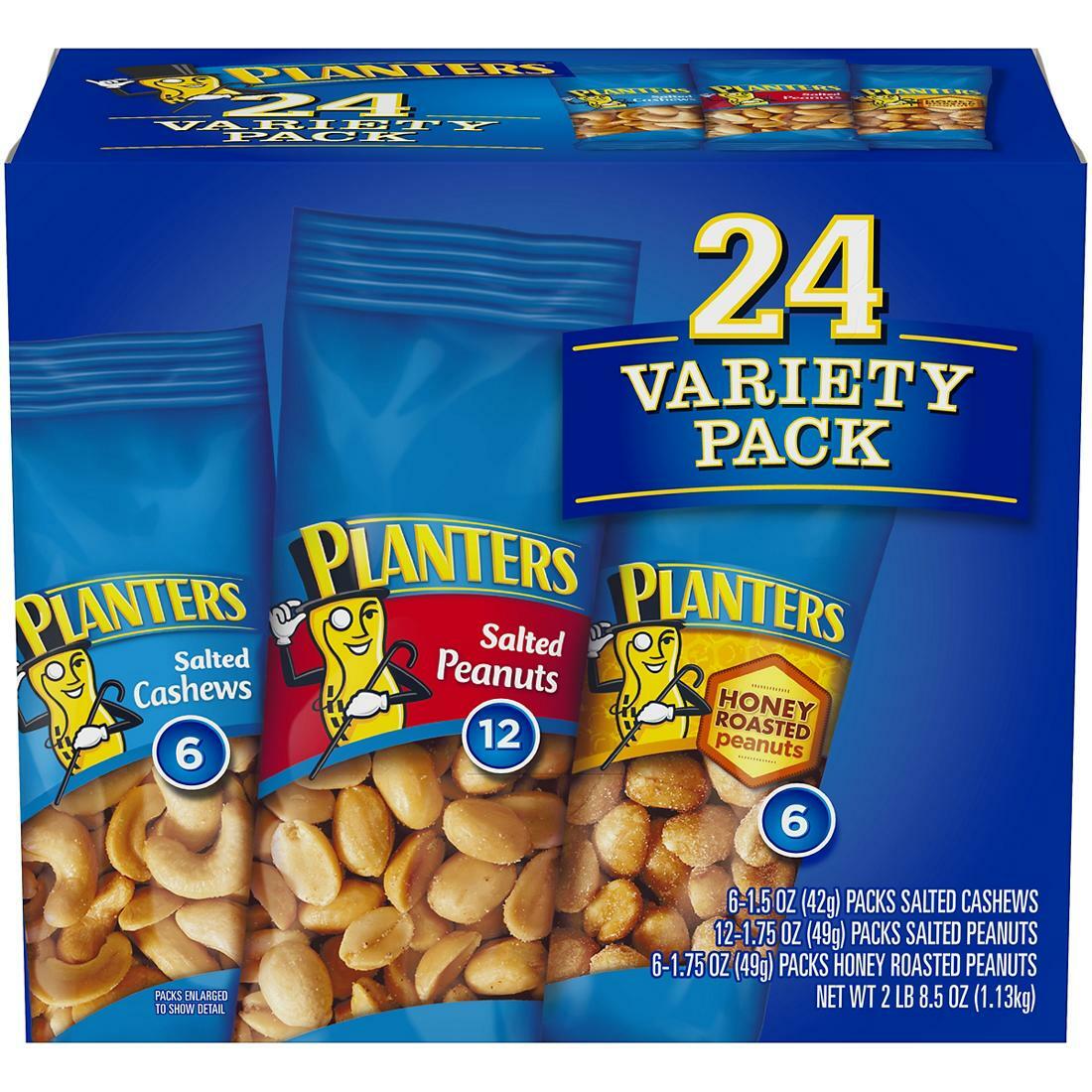 Planters Variety Pack Cashews & Peanuts 24pk/40.5oz