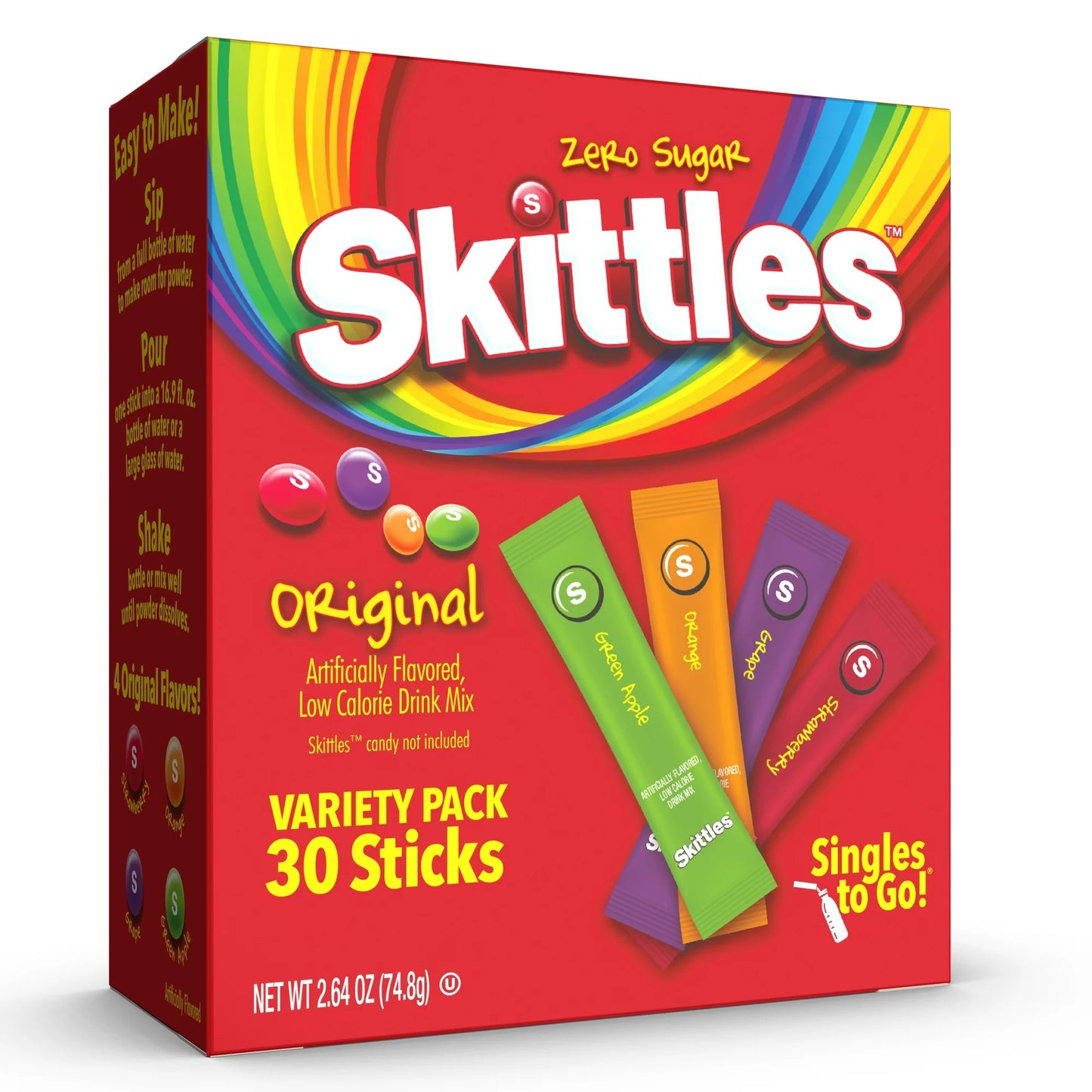 Skittles 30ct original Mix 2.64oz (add 16.9oz water)