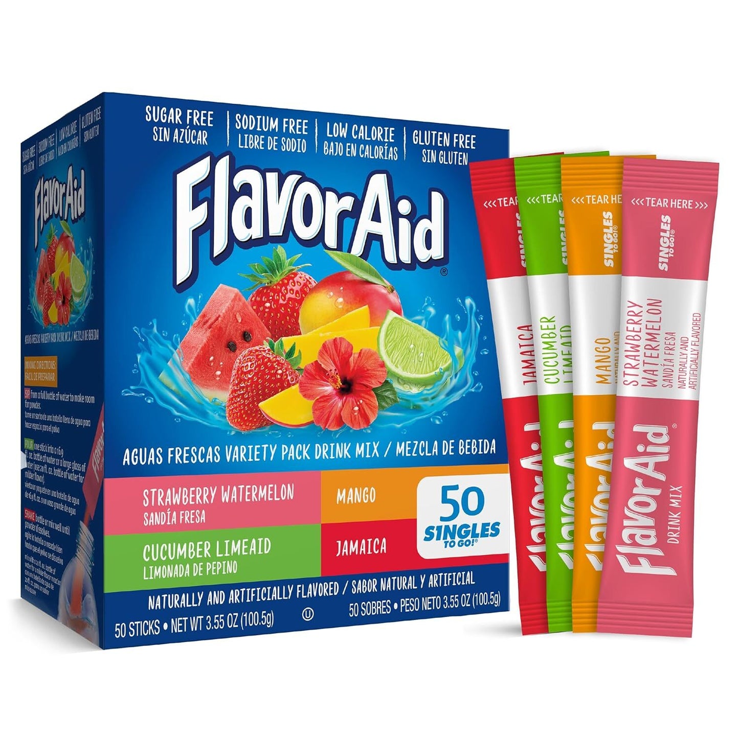 Flavor Aid Aguas Frescas variety Pack 50ct (add 16.9oz water)