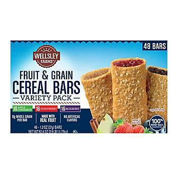 Cereal Bars -Wellsley Farms Fruit & Grain Cereal bars Variety Pack 48ct/62.4oz