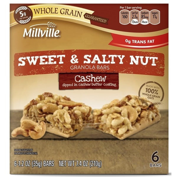 Granola Bars- Sweet & Salty Nut 6ct."Cashew"7.4oz