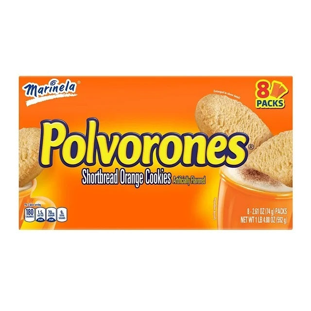 Marinela Mexican Polvorones Shortbread Orange Cookies 8ct. 1.18Lbs.