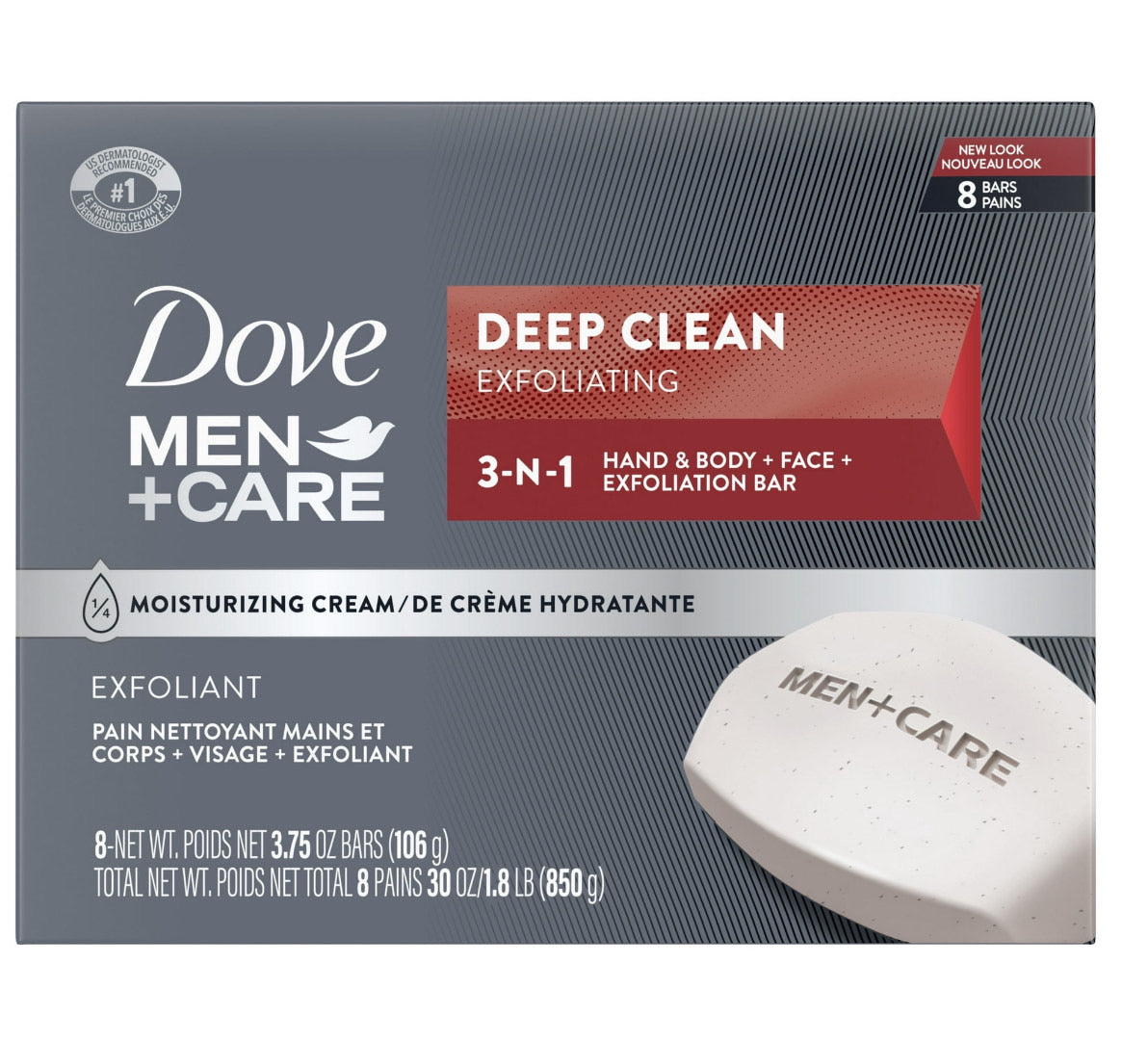 Dove Men+Care “Deep Clean “ 8pack Soap 30.0 oz