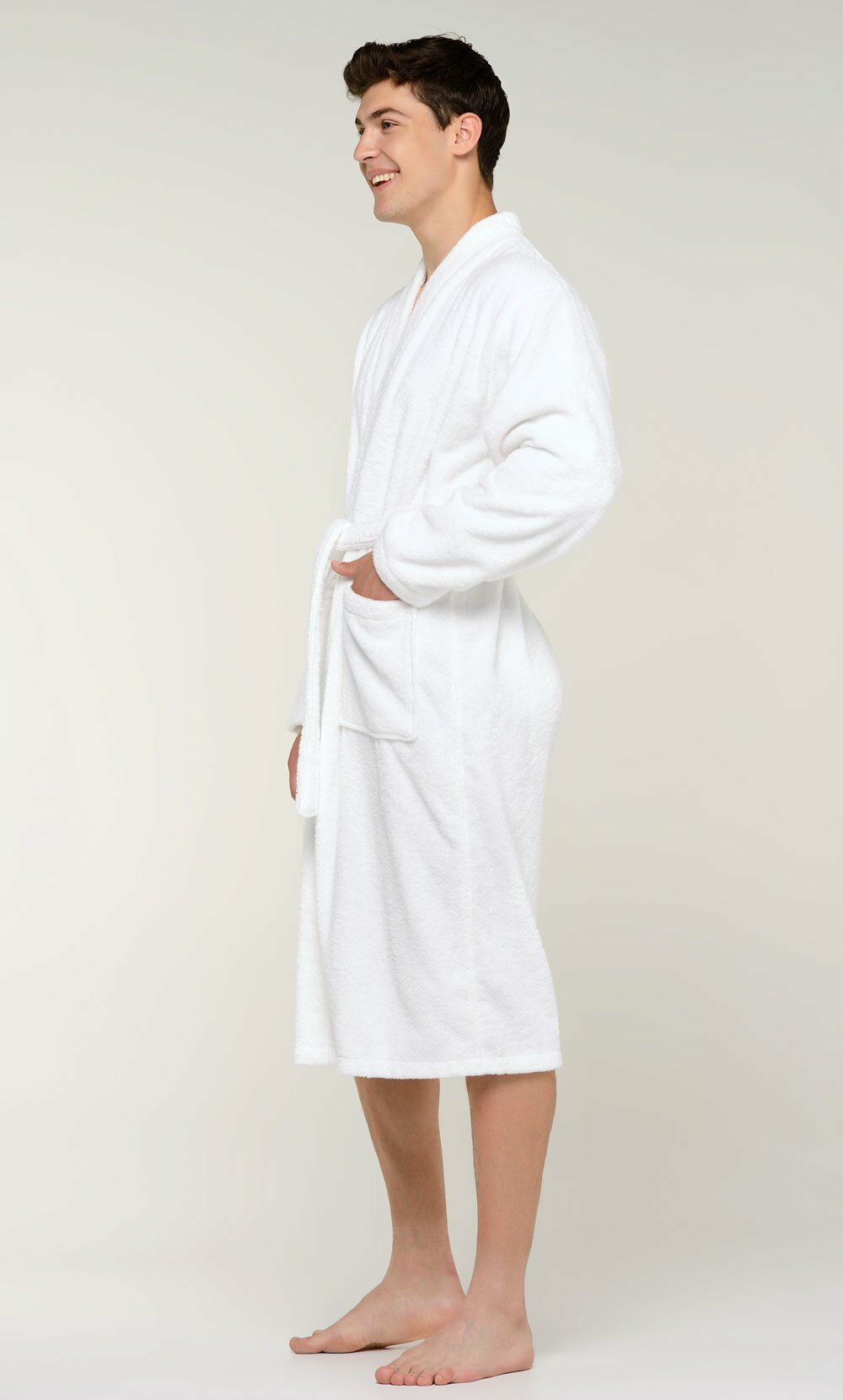 Men's White Terry Cloth Kimono Robe L-XL
