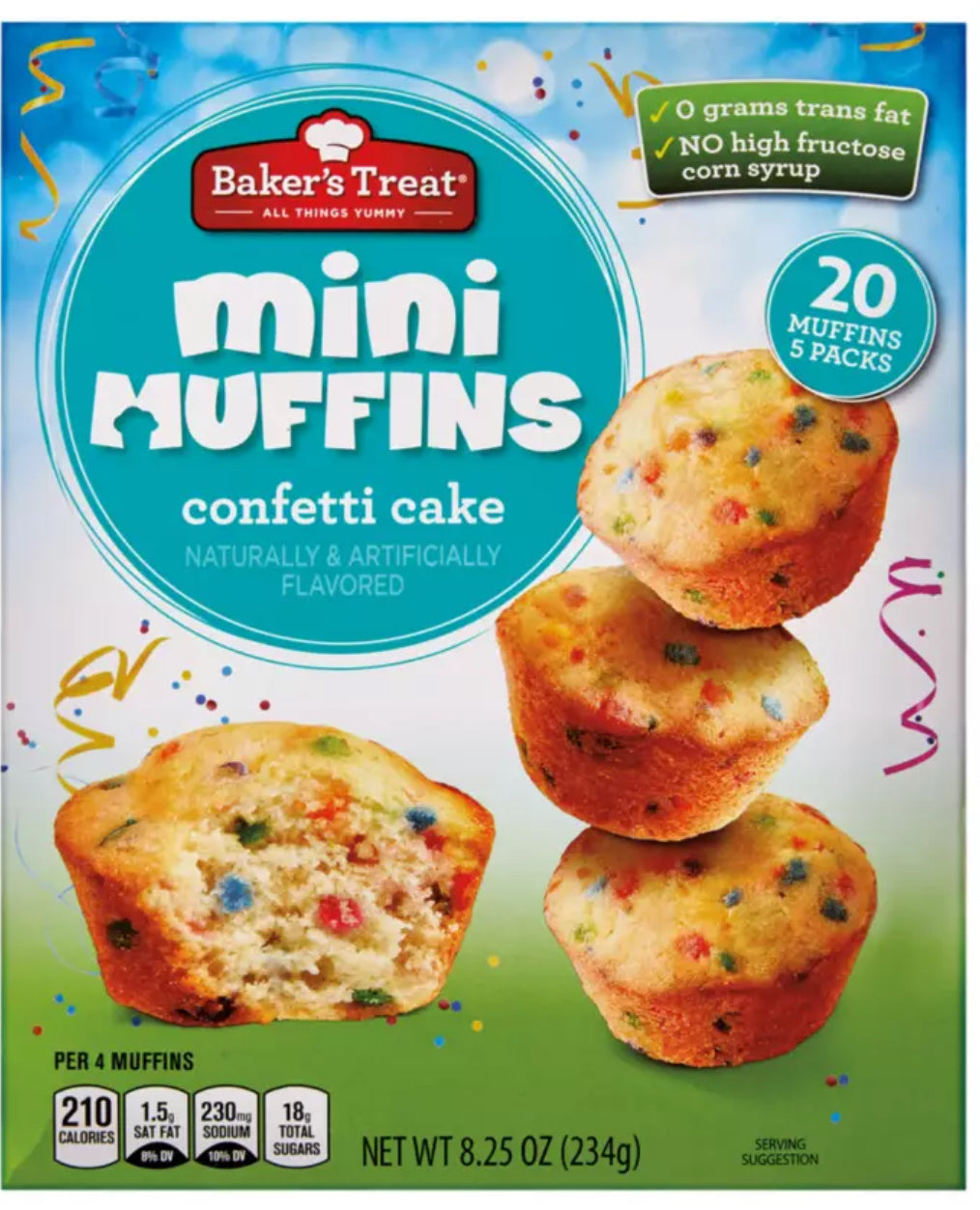 Bakers Treat Mini Muffins " Confetti Cake 20ct./8.25oz