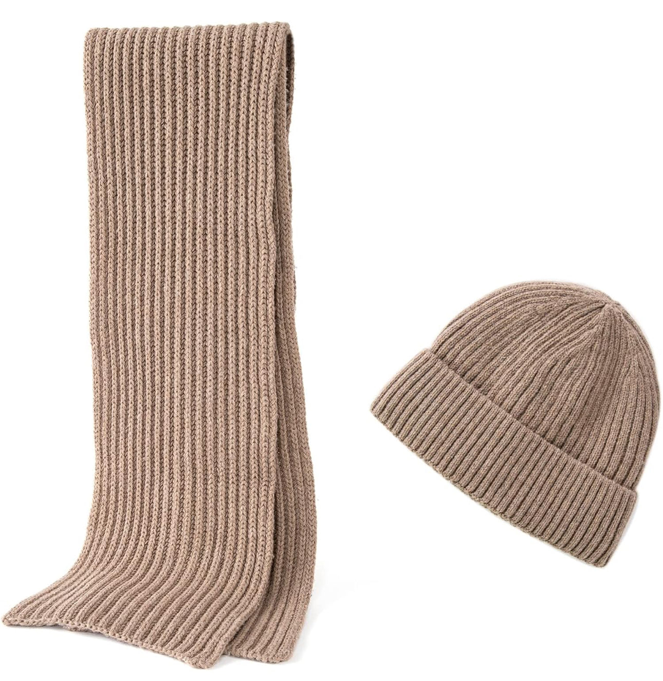 2pc.Merino wool knit scarf &beanie set