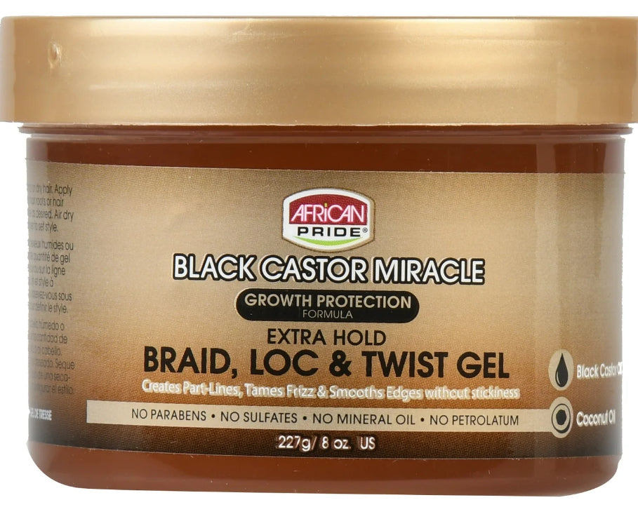 Black Castor Miracle Extra Hold Braid, Loc, Twist Gel