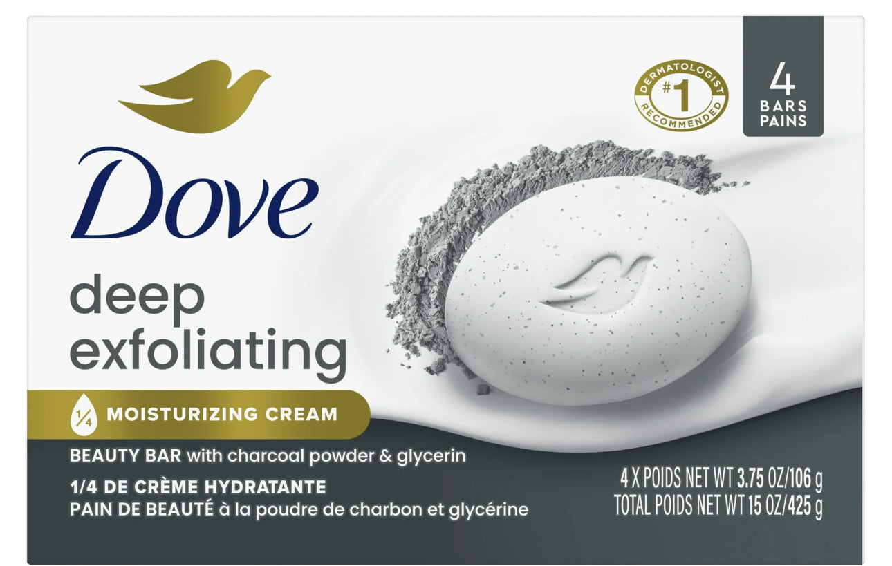 Dove Deep Exfoliating Women’s Beauty Bar” Charcoal & Glycerin bar soap