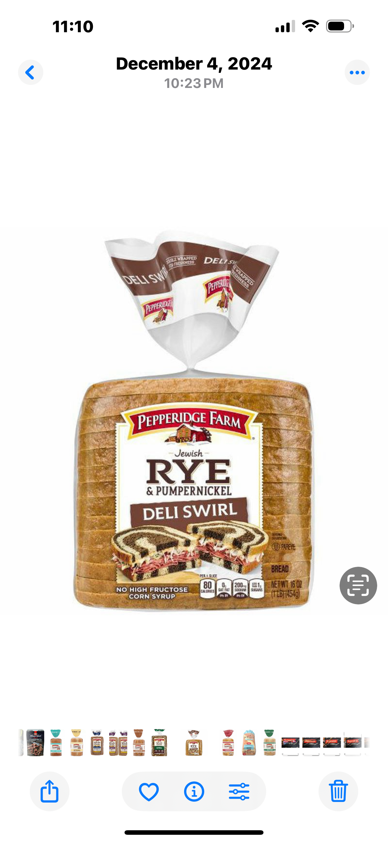 Pepperidge Farm”Jewish Rye & Pumpernickel Deli Swirl