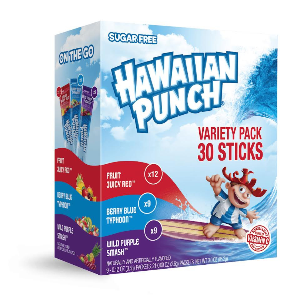 Hawaiian Punch Powder Drink Mix Variety Pack, Fruit Juicy Red, Berry Blue Typhoon, Wild Purple Smash