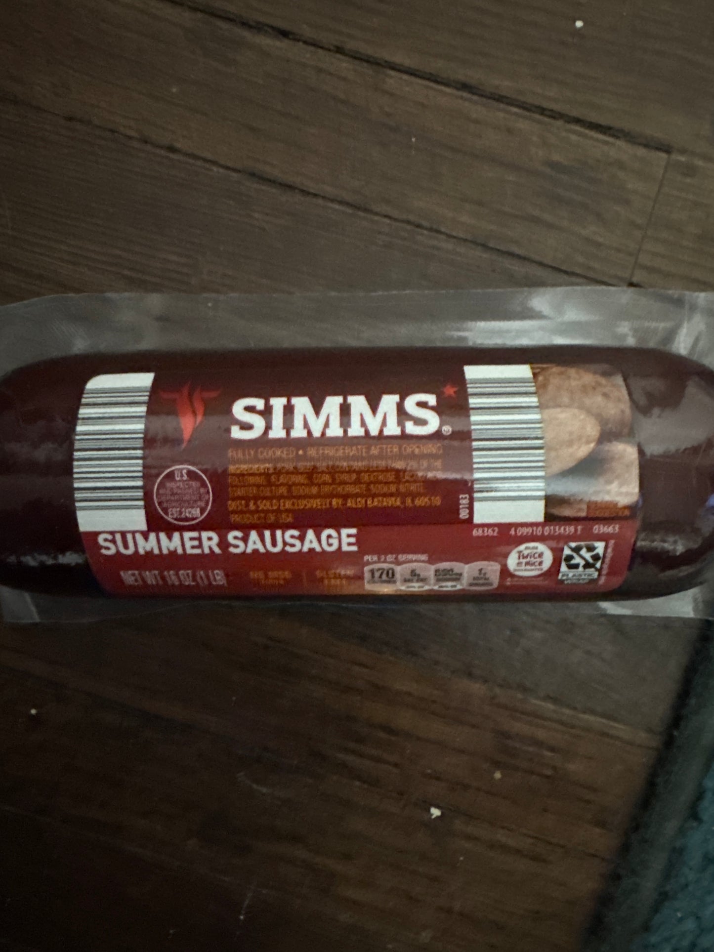 Simms Summer Sausage pork 16 oz