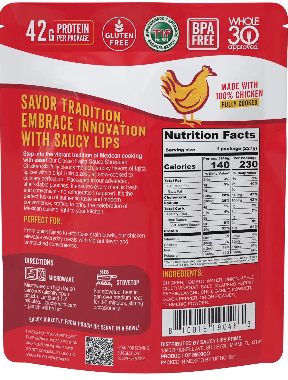 Saucy lips Fajita Chicken(fully cooked)