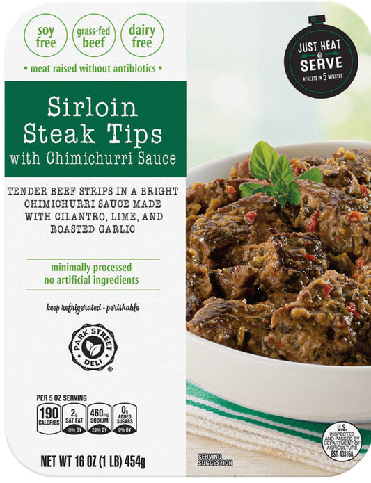 Park Street Deli Sirloin Steak Tips w/ chimichurri sauce