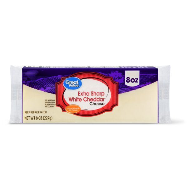 Great Value extra sharp whole white cheddar cheese block