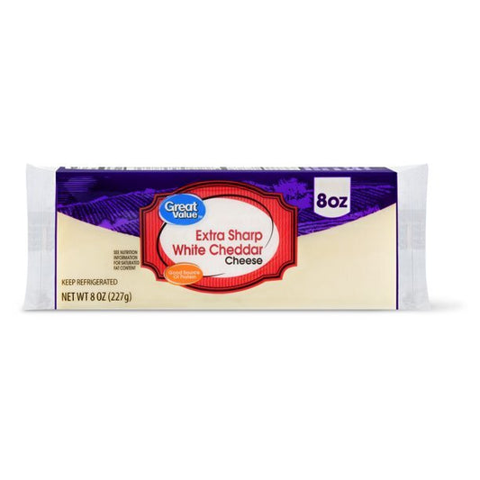 Great Value extra sharp whole white cheddar cheese block