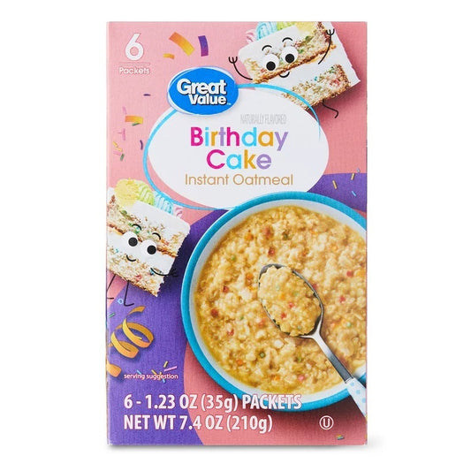 Great value Oatmeal"Birthday Cake"6ct/7.4oz