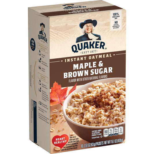 Quaker " Maple & Brown Sugar Club  Oatmeal Pack 40 ct./60.6oz