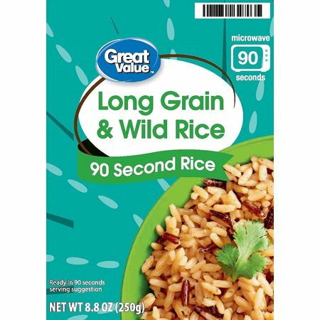 Great Value 90 Second Rice microwavable pouch"Long Grain & Wild Rice"