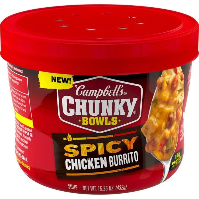 Campbell"s Chunky Microwavable Soup "Spicy Chicken Burrito"