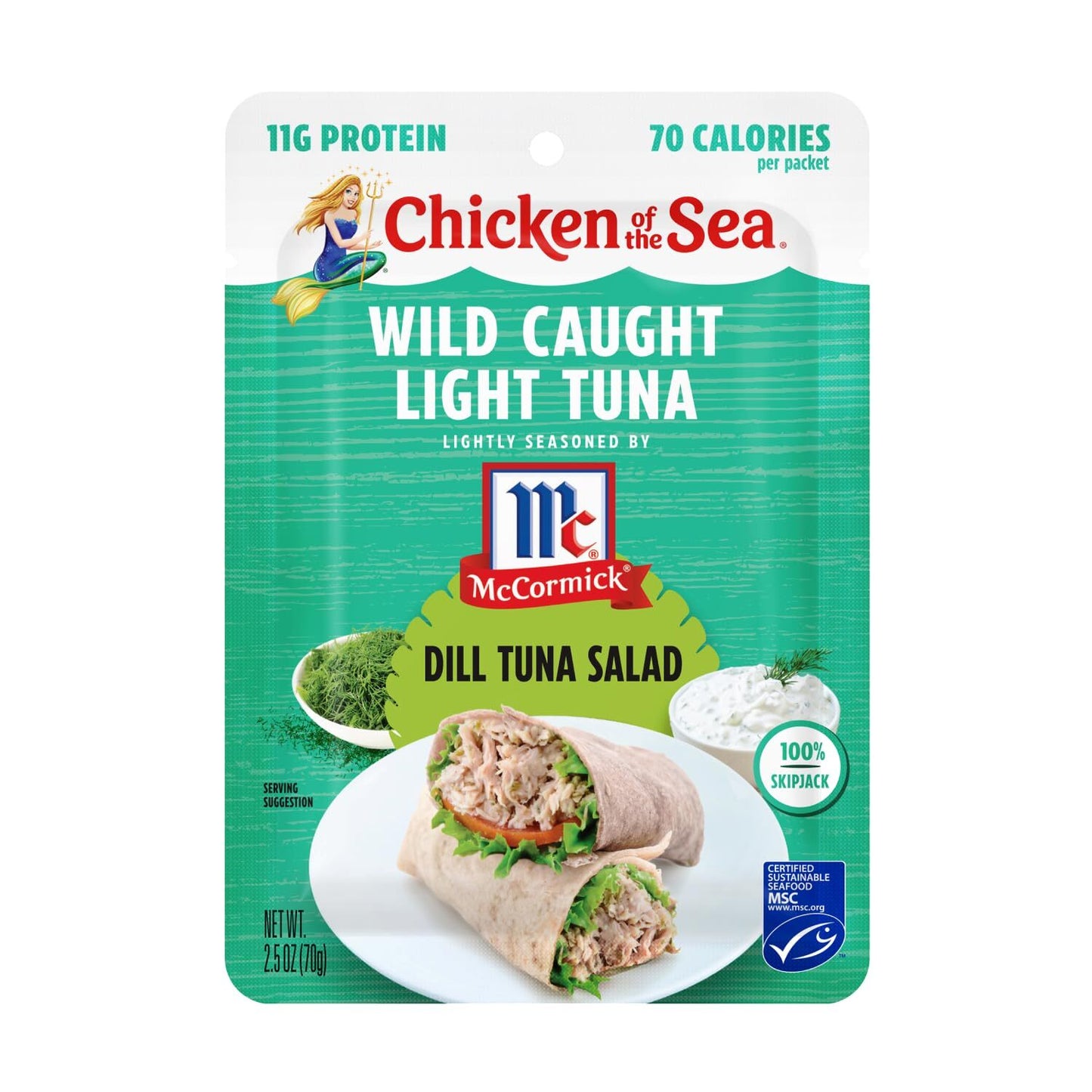 Chicken Of The Sea " Wild Caught Light Tuna " Dill Tuna Salad 2.5oz