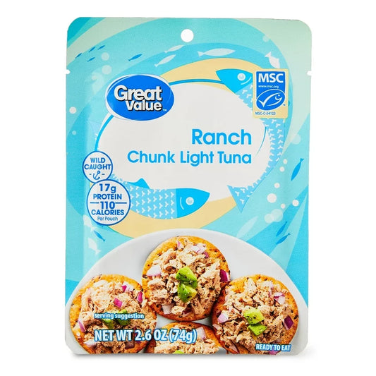 Great Value Ranch Chunk Light Tuna, 2.6 oz Pouch