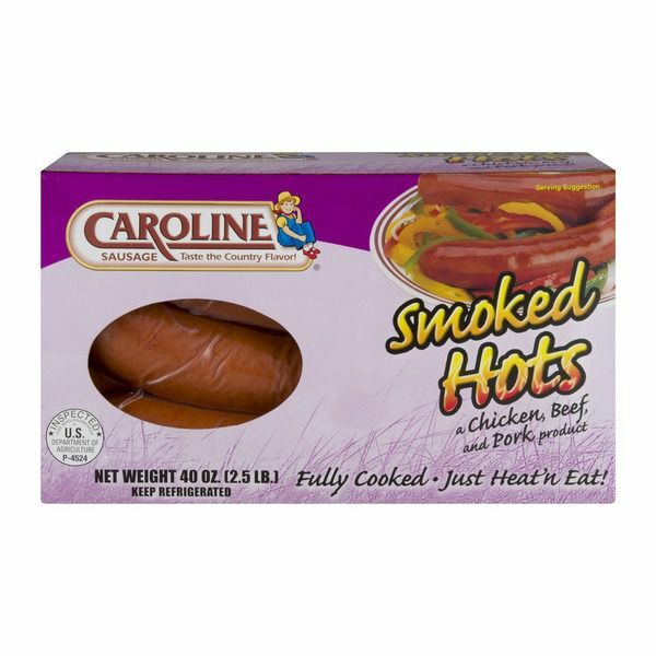 Caroline Sausages (pork casings )Smoked Hots