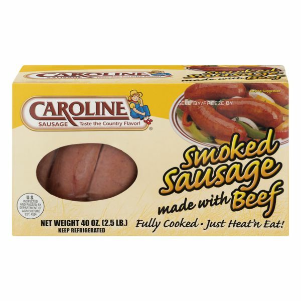 Caroline Sausages (pork casings) Smoked Sausage with Beef