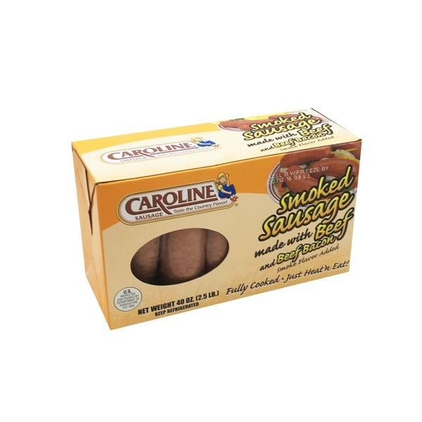 Caroline Sausages(pork casings)Smoked Sausage with Beef and Beef Bacon