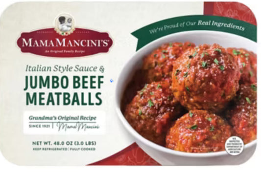 Mama Mancini Jumbo Beef Meatballs w/ sauce 3lbs