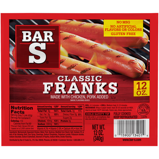 Bar S Hot Dogs Classic Franks 8ct.