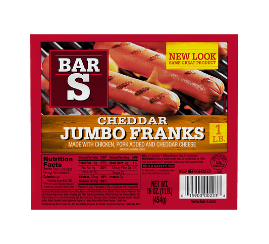 Bar S Hot Dogs Classic Jumbo Cheddar Franks