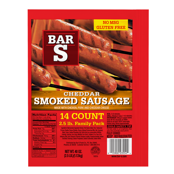 Bar S Cheddar Smoked Sausage 14ct. (Family Pack)