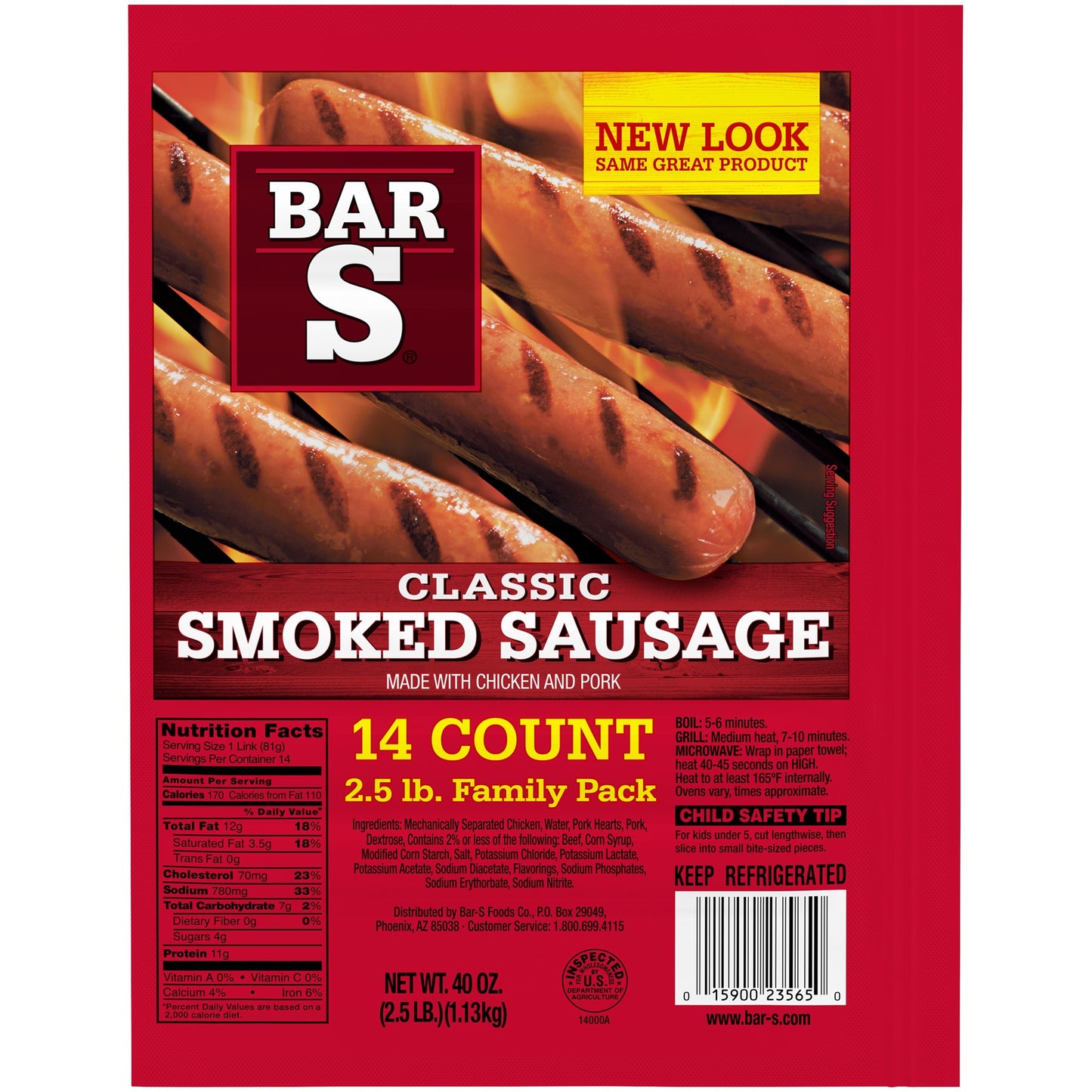 Bar S Classic. Smoked Sausage 14ct (family pack)