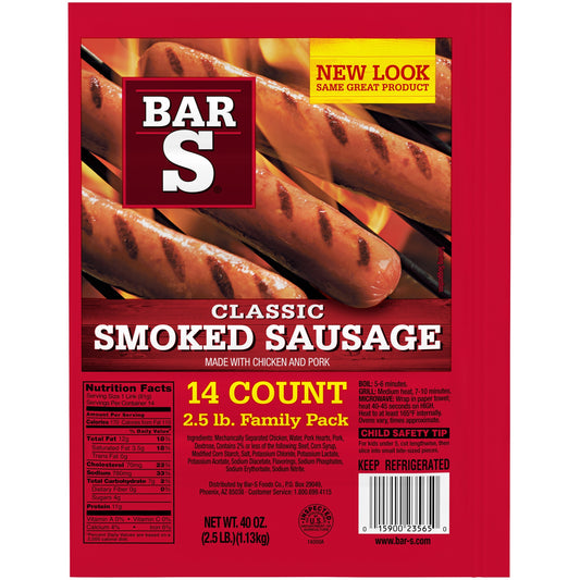 Bar S Classic. Smoked Sausage 14ct (family pack)