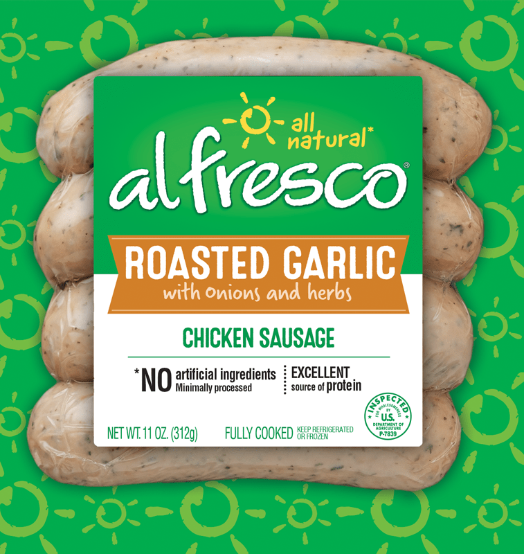 Al Fresco Chicken Sausage 4ct.(contains pork) Roasted Garlic w/Onions & Herbs