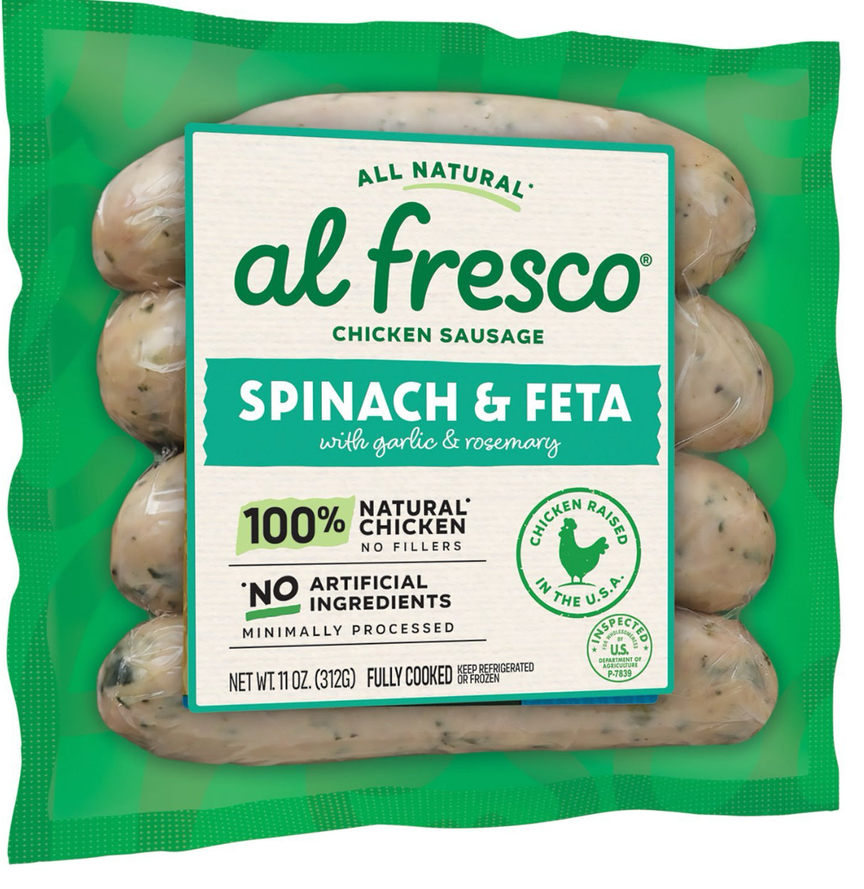 Al Fresco Chicken Sausages 4ct(contains pork) Spinach & Feta