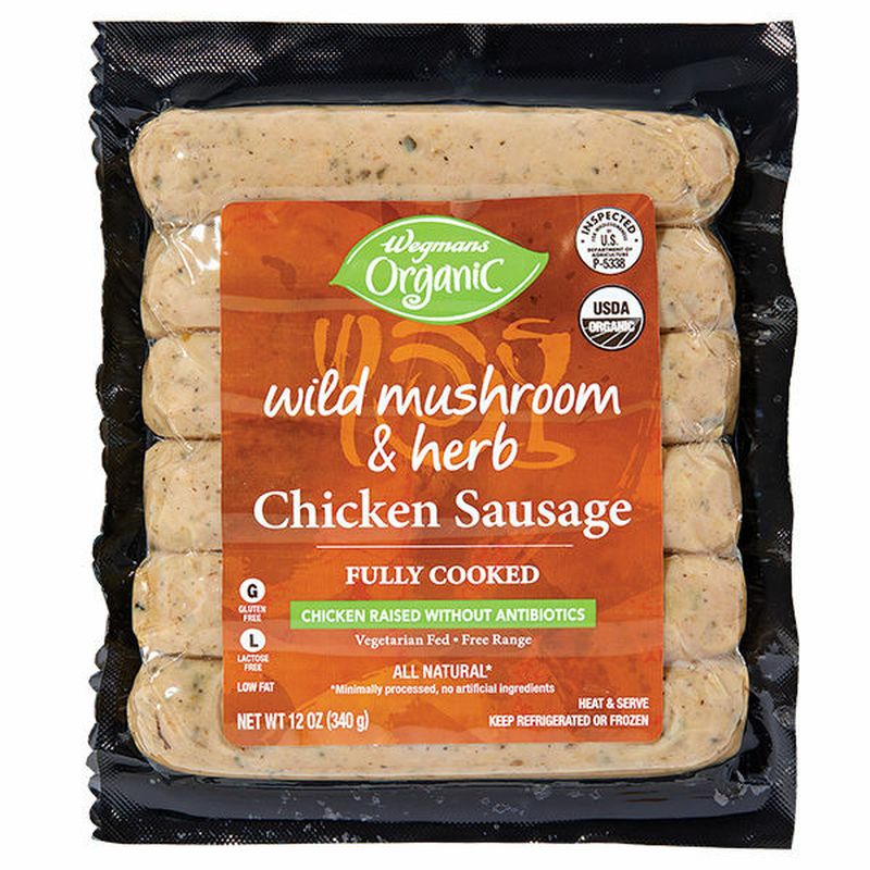 Wegmans Organic Wild Mushroom & Herb Chicken Sausage 6ct(pork free)