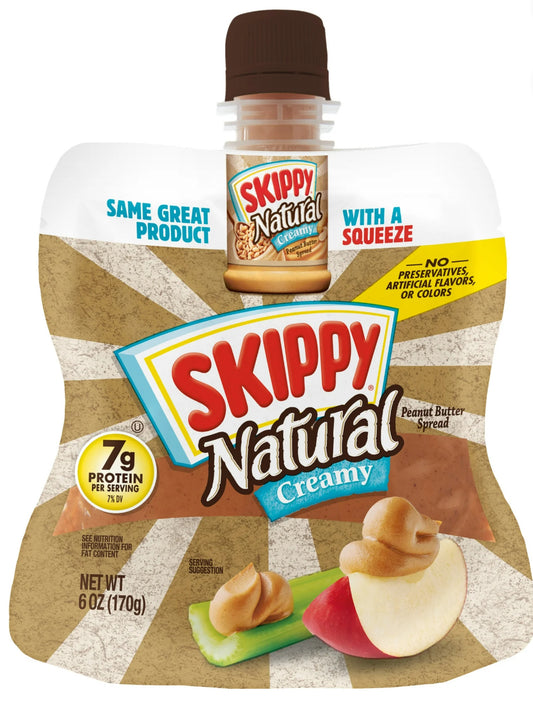 Skippy squeeze Pack Natural Creamy Peanut Butter 6oz.