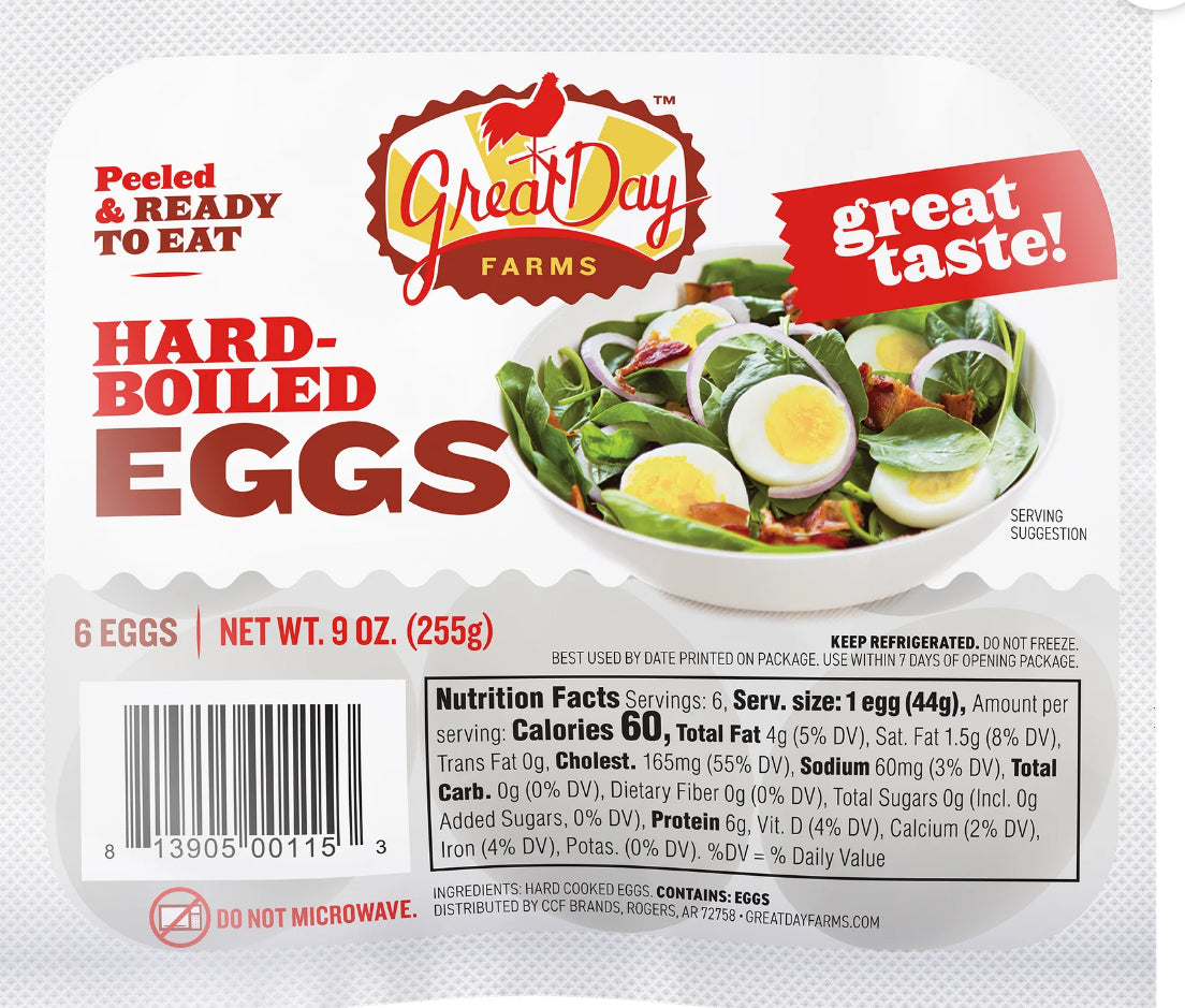 Eggs Hard boiled & peeled 6ct. 9oz